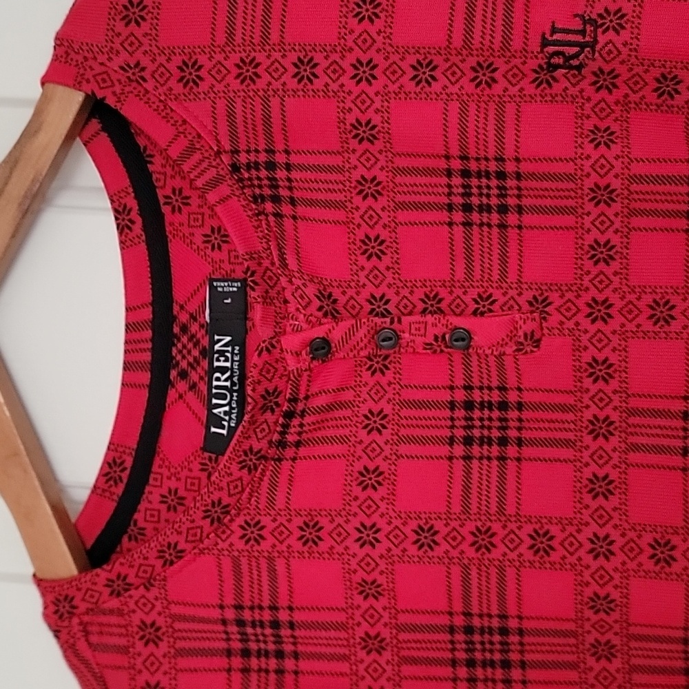 Ralph Lauren Lauren Plaid Red Long Sleeve Lounge Wear Pajamas Women's Large